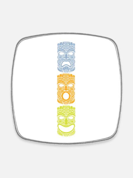 Tricolor Tiki Mask, Retro Style Shirts and more - Square fridge magnet - white