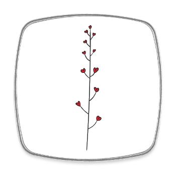 Red Heart Branch Nature Motif - Square fridge magnet - white - Front