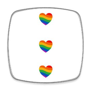 Drapeau de la fierté Cœurs arc-en-ciel - Magnet carré - blanc - Devant