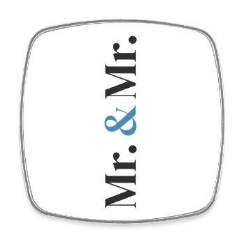 Mr. and Mr. Wedding Design in Vertical Type Stack  - Square fridge magnet - white - Front