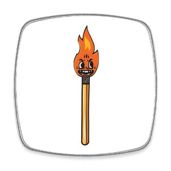 Mascotte de feu en allumette de dessins animés vintage allumés - Magnet carré - blanc - Devant