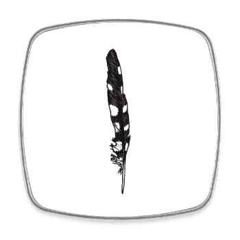 Pen dotted hand-drawn (Great Spotted Woodpecker) - Square fridge magnet - white - Front