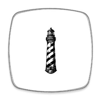Striped lighthouse on the coast - Square fridge magnet - white - Front