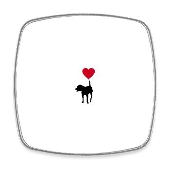 Dog with heart balloon (Rottweiler) - Square fridge magnet - white - Front