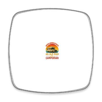 Never Underestimate And Old Man With A Campervan - Square fridge magnet - white - Front