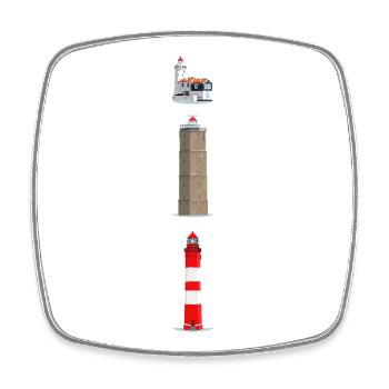 Leuchttürme Ameland, Terschelling, Marken - Viereckiger Kühlschrankmagnet - Weiß - Vorne