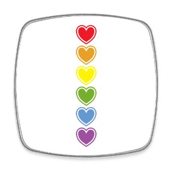 Cœurs arc-en-ciel d’amour LGBT - Magnet carré - blanc - Devant