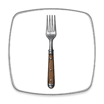 Fork art with wooden handle - Square fridge magnet - white - Front