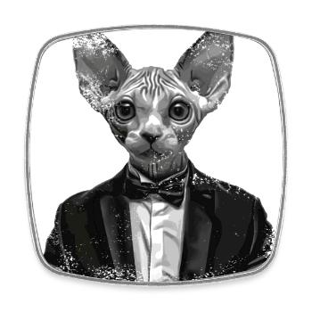 Chefkatze - Viereckiger Kühlschrankmagnet - Weiß - Vorne
