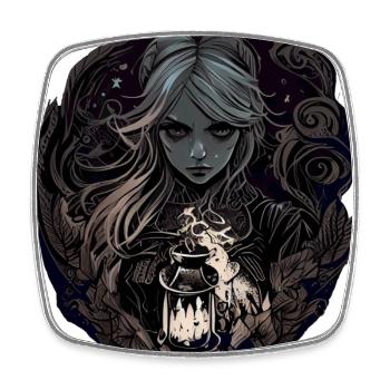 Düstere wunderschöne Hexe / Wicca - Viereckiger Kühlschrankmagnet - Weiß - Vorne