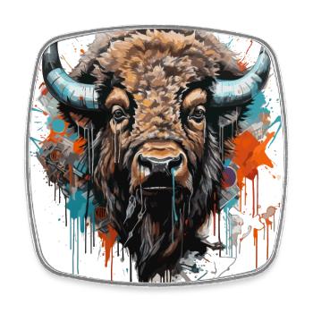 König der Prärie - Street Art - Viereckiger Kühlschrankmagnet - Weiß - Vorne
