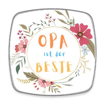 Opaist der Beste! Niedlicher Blumenkranz - Viereckiger Kühlschrankmagnet - Weiß - Vorne