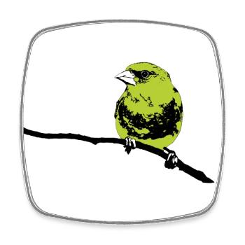 Greenfinch modern - Square fridge magnet - white - Front