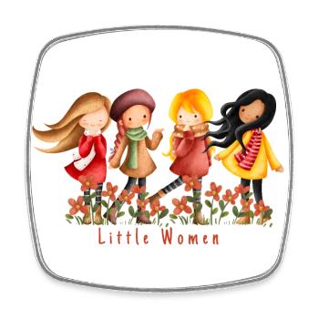 Litte Women - Happy Girls - Kleine Mädchen - Magnet carré - blanc - Devant
