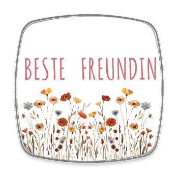 Beste Freundin! Wildblumen, personalisierbar - Viereckiger Kühlschrankmagnet - Weiß - Vorne