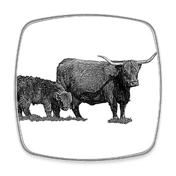 Kuh mit Kalb - Viereckiger Kühlschrankmagnet - Weiß - Vorne