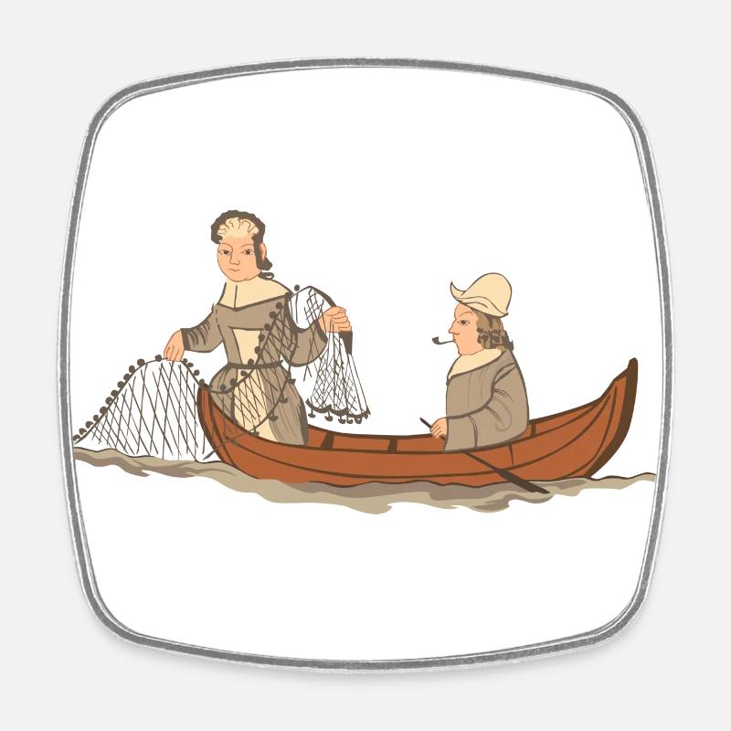 Gävle Fisherman - Square fridge magnet - white