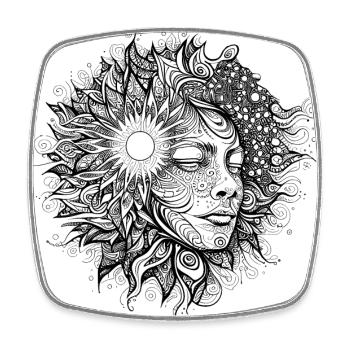 Boho Artwork, Woman with Sun Pattern - Square fridge magnet - white - Front