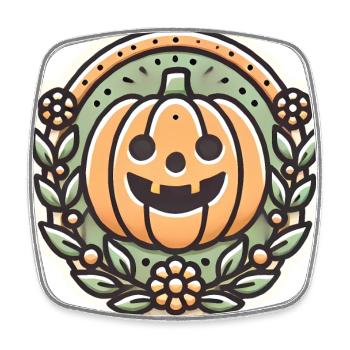 Vintage Halloween citrouille couronne badge - Magnet carré - blanc - Devant