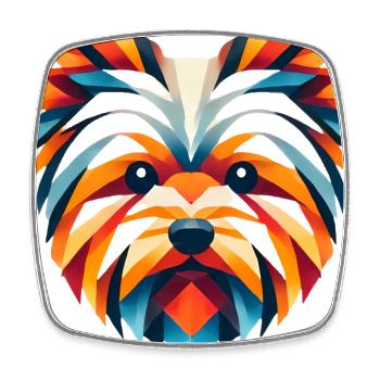Geometrische Yorkie-Gesichtsillustration - Viereckiger Kühlschrankmagnet - Weiß - Vorne