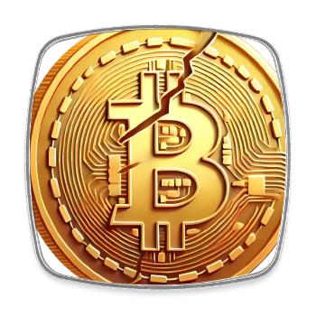 Cracked Bitcoin Coin Design - Square fridge magnet - white - Front