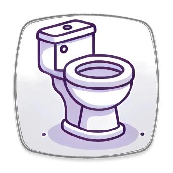 Icône de toilette minimaliste lavande - Magnet carré - blanc - Devant