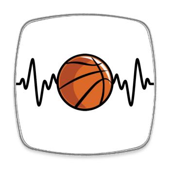Battement de cœur de basket-ball - Magnet carré - blanc - Devant