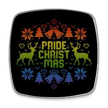 Pride Christmas LGBT Regenbogen Gay Ugly Christmas - Viereckiger Kühlschrankmagnet - Weiß - Vorne