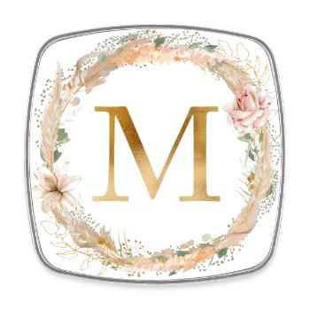 Personalisierbar Monogramm Watercolour Floral M - Viereckiger Kühlschrankmagnet - Weiß - Vorne