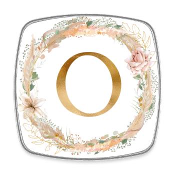 Personalisierbar Monogramm Watercolour Floral O - Viereckiger Kühlschrankmagnet - Weiß - Vorne