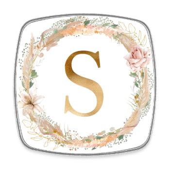 Personalisierbar Monogramm Watercolour Floral S - Viereckiger Kühlschrankmagnet - Weiß - Vorne