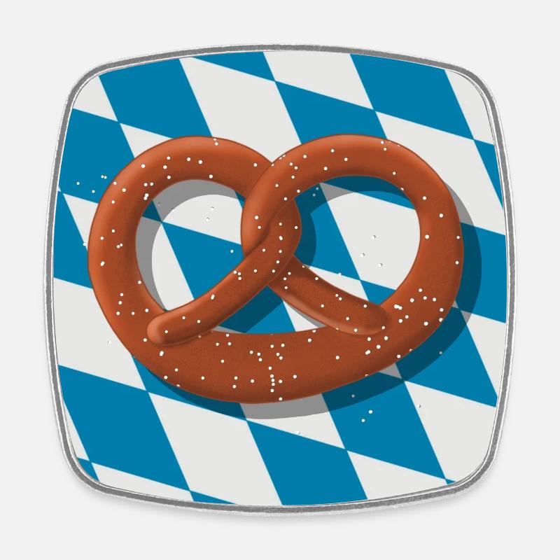 Bavarian pretzel - Square fridge magnet - white