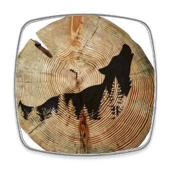 Tree Disc Wolf - Square fridge magnet - white - Front