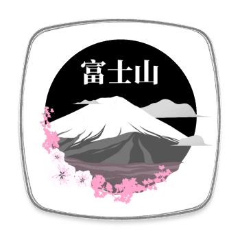 Fujisan japanischer Vulkan mit Kirschblüten Sakura - Viereckiger Kühlschrankmagnet - Weiß - Vorne