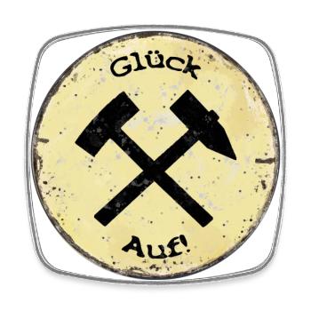 Glück Auf! (Schlägel+Eisen)altesSchild - Viereckiger Kühlschrankmagnet - Weiß - Vorne