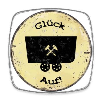 Glück Auf! (Lore auf altem Schild) klein - Viereckiger Kühlschrankmagnet - Weiß - Vorne