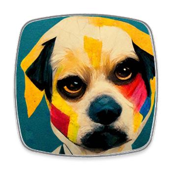 Drôle de chien Pop Art - Magnet carré - blanc - Devant