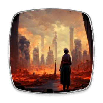 Abstract Painting Design Doomsday - Square fridge magnet - white - Front