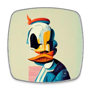 Drôle de canard Pop Art - Magnet carré - blanc - Devant