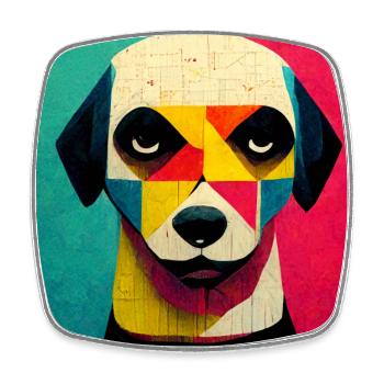 Drôle de chien Pop Art - Magnet carré - blanc - Devant