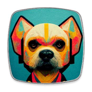Drôle de chien Pop Art - Magnet carré - blanc - Devant