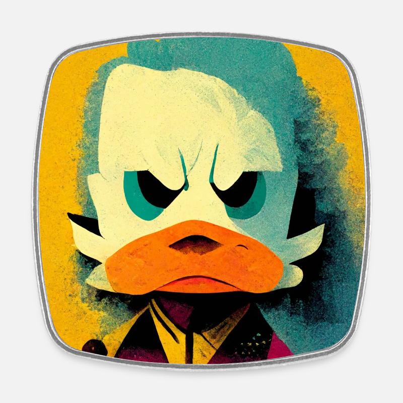 Drôle de canard Pop Art - Magnet carré - blanc