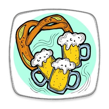 Fête de la bière Octoberfest. Tasse à bière et Brezel. - Magnet carré - blanc - Devant