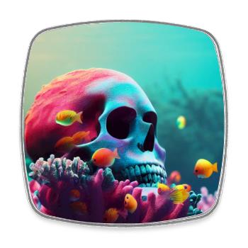 Crâne de pirate coloré sous l'eau - Magnet carré - blanc - Devant