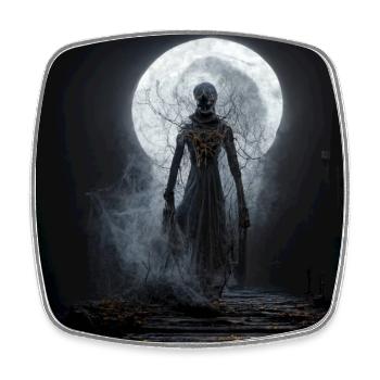 Halloween scary Witch full Moon - Square fridge magnet - white - Front