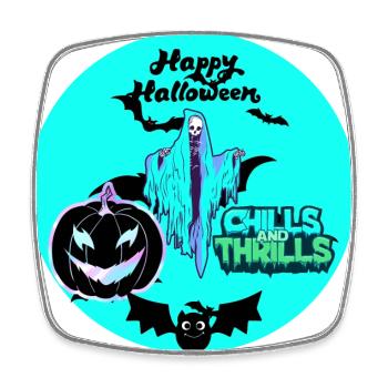 Halloween, Fledermäuse und Kürbis - Viereckiger Kühlschrankmagnet - Weiß - Vorne