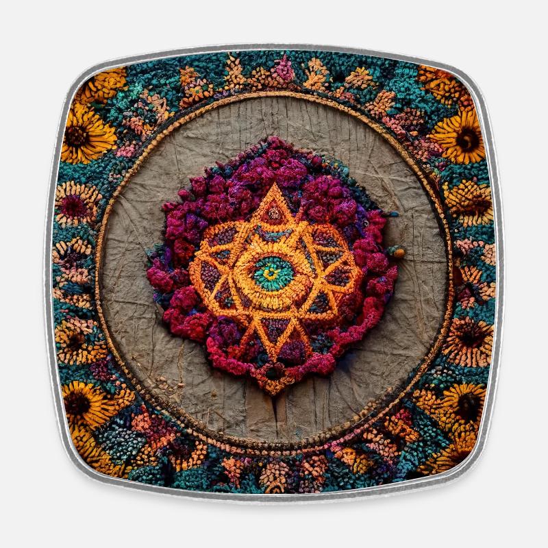 Boho Mandala Abstract - Square fridge magnet - white