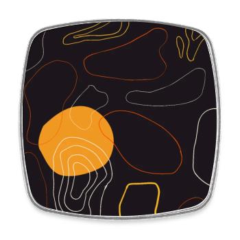 Topographie abstraite du motif Noir et orange - Magnet carré - blanc - Devant