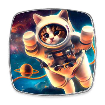 Space Kitty - Square fridge magnet - white - Front