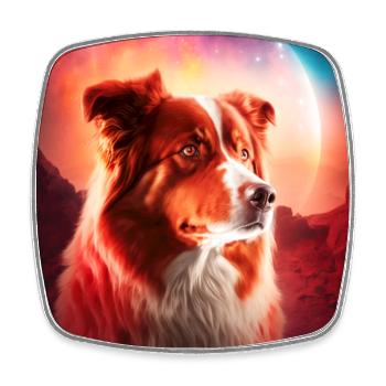 Red Australian shepherd - Viereckiger Kühlschrankmagnet - Weiß - Vorne